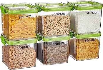 Amazon Brand - Solimo Plastic Multipurpose Airtight Container Square, Set Of 6, 700 Ml Each, Green