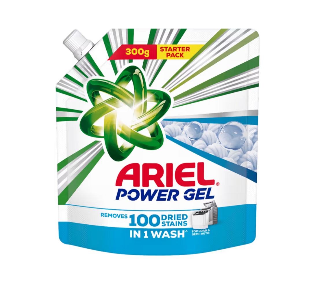 Ariel Power Gel Liquid Detergent Top Load 300g @23 & Tide Plus Detergent Washing Powder 400g @33 and more 