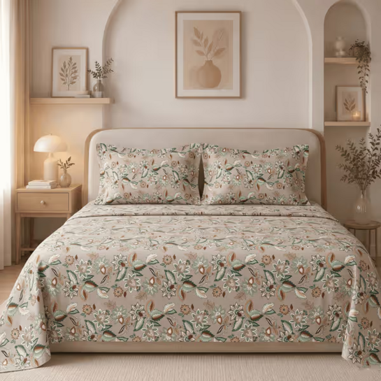 Instamart - BSB HOME 225 TC Cotton feel Double Bed Bedsheet with 2 Pillow Covers