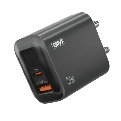 GM G+ 24W Dual-Tone PD Adapter, Dual-Port Fast Charger (USB-A + Type-C) 