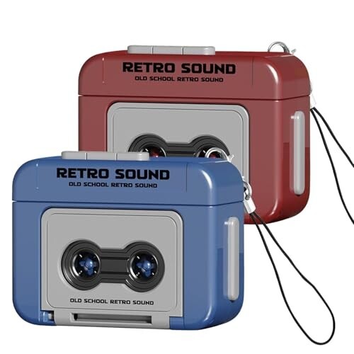 Retro Tape Recorder Keychain Set of 2 - Mini Cassette Player Style Portable Sound Keychain with Built-in Chinese Songs, Vintage Hanging Ornament for Backpack, Handbag & Car Keys