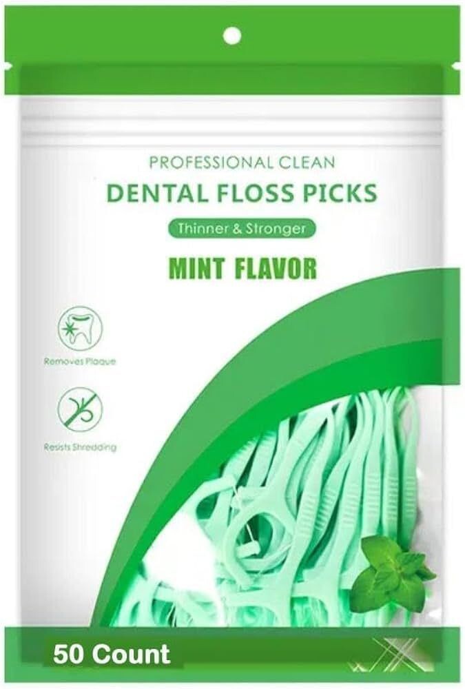 Friederich Fresh Mint Dental Floss Picks | Dentist Designed | Fresh Breath | Plaque Removal