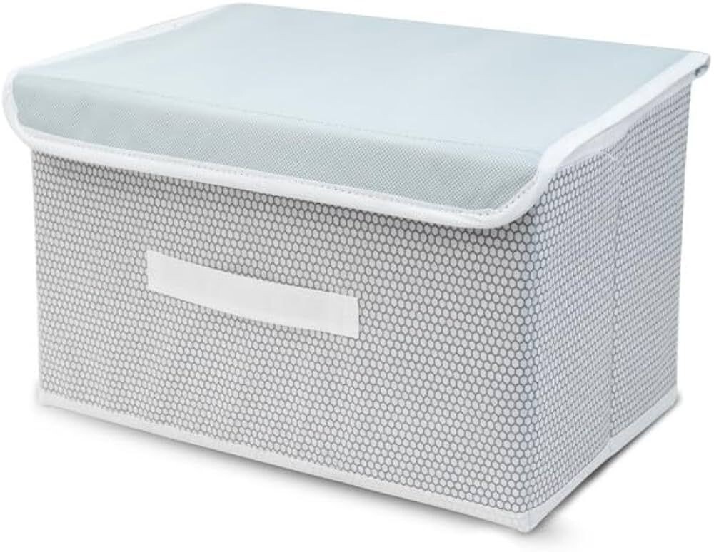 Non-Woven Multipurpose Big Storage Box | Lid and Handles | Foldable | Toys Clothes | Grey