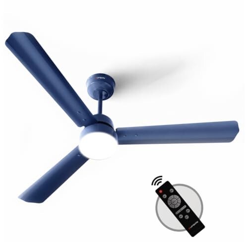 LONGWAY Luminair 1200 mm BLDC Ceiling Fan with Remote Control & LED Light | BEE 5 Star Rated Energy Efficient | Ultra High Speed 3 Blade Anti-Dust Decorative Ceiling Fan (Blue, Pack of 1)