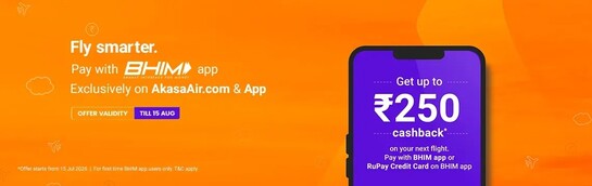 Akasaair - BHIM App Offer  | Get upto 250 Cashback*