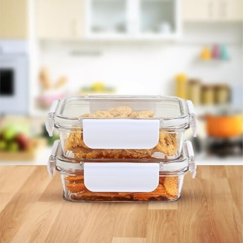 SCL Steelo SoFresh Rectangular Airtight Food Storage Containers 300 ml (Set of 2), BPA Free PET Plastic, Stackable Fridge Safe Kitchen Storage Containers for Cereals, Pulses & Leftovers