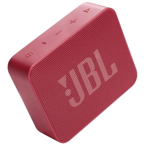JBL Go Essential with Rich Bass, Wireless Ultra Portable Bluetooth Speaker, Vibrant Colors, Waterproof, Type C (Without Mic, Red)