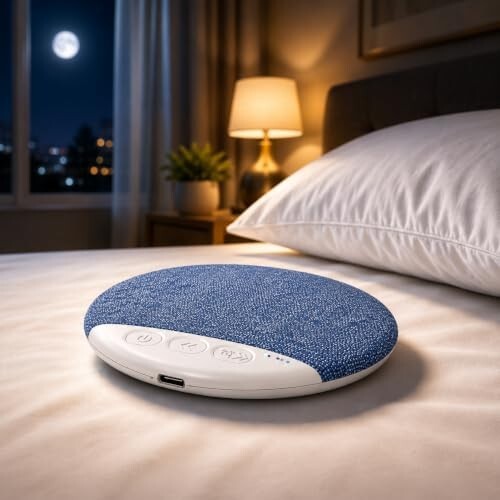 Bluetooth Sleep Pillow Speaker with Soft Fabric Surface, Wireless White Noise Audio Speaker, USB Charging Port and Control Buttons for Bedside, Relaxation and Travel