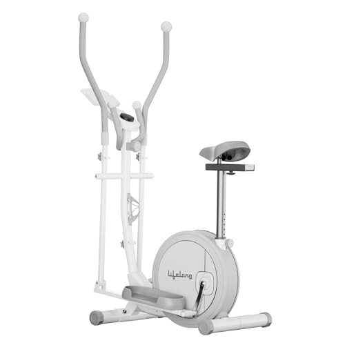 Lifelong Elliptical Cross Trainer Bike for Home Use | Cycling Machine, & iPad Holder-white