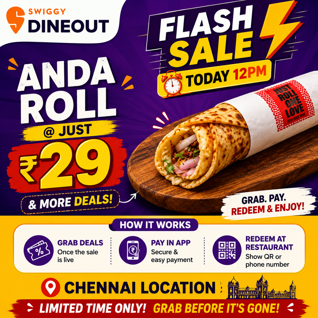 Swiggy Dineout Flash Sale: Anda Roll at Just ₹29