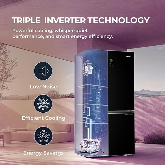 Haier 520 L 3 Star Lumiere Frost Free Triple Inverter French Door Side by Side Refrigerator