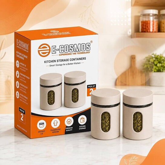 E-COSMOS 500 ml Plastic Kitchen Storage Container Pack of 2
