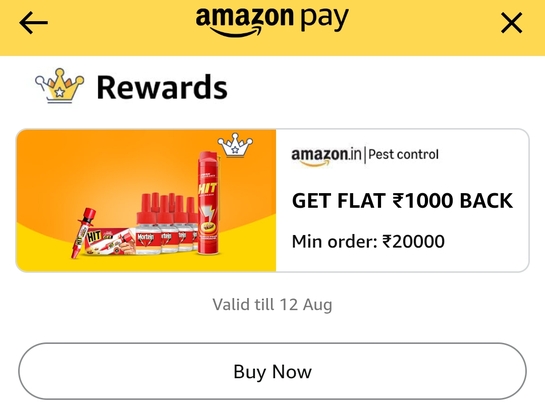 Amazon Pest | FLAT 1000 rs. CashBack 