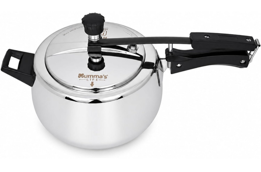 Mumma's LIFE Cooker 3 ltr | Heavy-Duty Silver Pressure Cooker with Inner Lid | Cool-Touch Handles | ISI Certified Lock System | Induction & Gas Stove Compatible