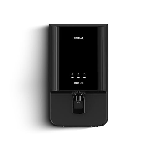 Havells Aquas Lite Water Purifier, UV + UF Purification, 4-stages, 7L Storage, Ideal for Municipal Water, Black