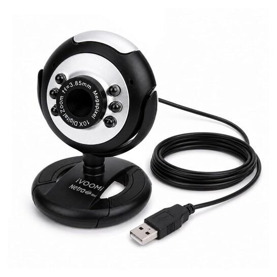iVOOMi 30 FPS Webcam for PC with 6 Lights, Auto-Light Balance, 5P FHD Lense, 30 Pixel CMOS Sensor, Meetings and Streaming, Auto-Exposure, Built-in Mic for Microsoft Teams, Google Meet, Zoom and More