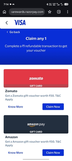 Gift card worth 50₹ at ₹1