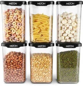 MILTON Plastic Utility Container  - 1100 ml (Pack of 6, Black)