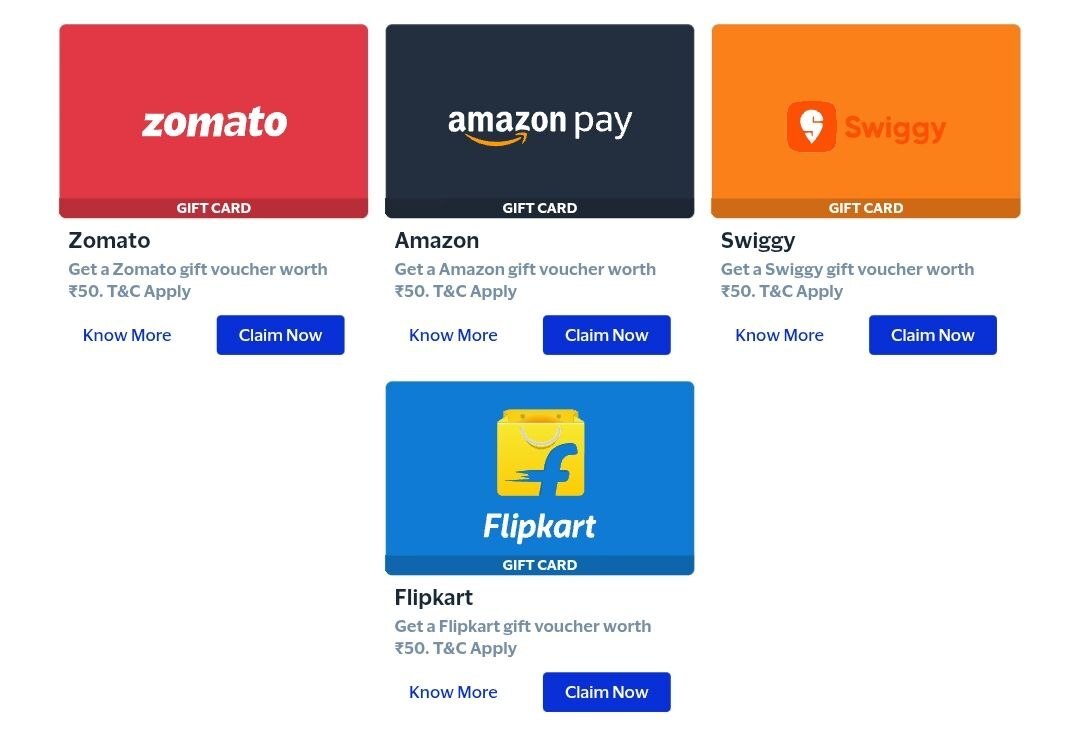 Free ₹50 Gift Card  |  Amazon, Flipkart, Zomato or Swiggy.