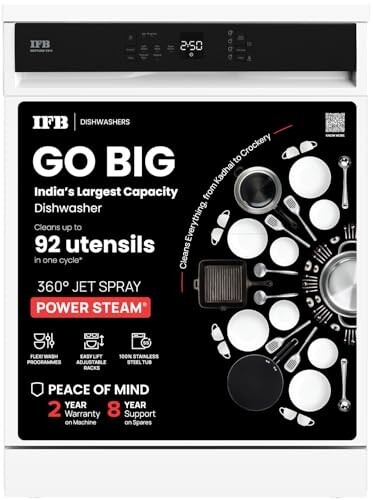 IFB 14 Place Settings (fits up to 80 utensils) with DeepClean® Technology Freestanding Dishwasher (Neptune FX14, White)