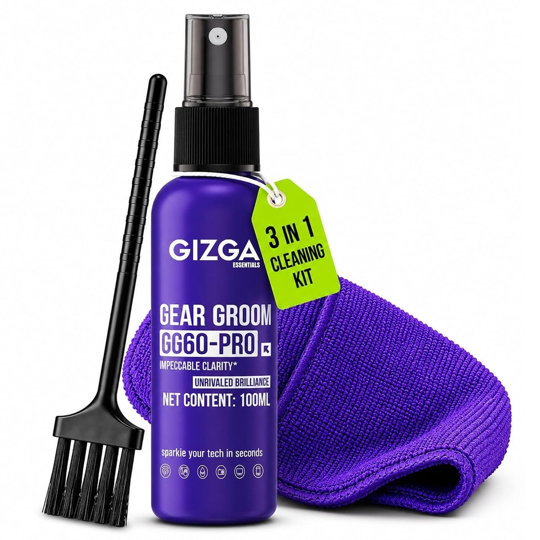 Gizga Pro 3-in-1 Laptop Cleaning Kit | 100ml Screen Cleaner | Microfiber Cloth | Brush | Alcohol Free