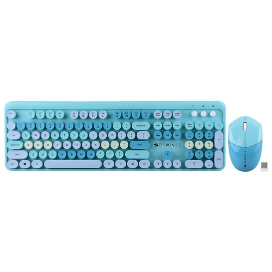 ZEBRONICS Companion 301 2.4GHz Wireless Keyboard & Mouse Combo with UV Printed, (Aqua Green)