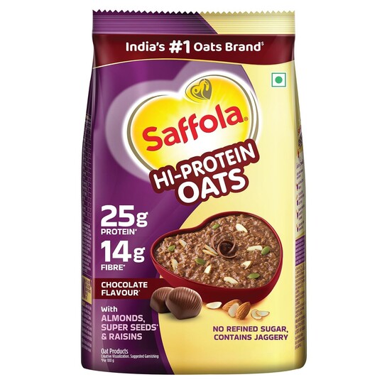 Saffola 25g High Protein Oats | 14g High Fibre | 400g | Chocolate flavour 