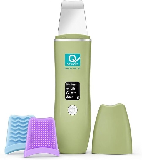 Q DEVICES Ultrasonic Facial Skin Scrubber and Blackhead Remover Machine 
