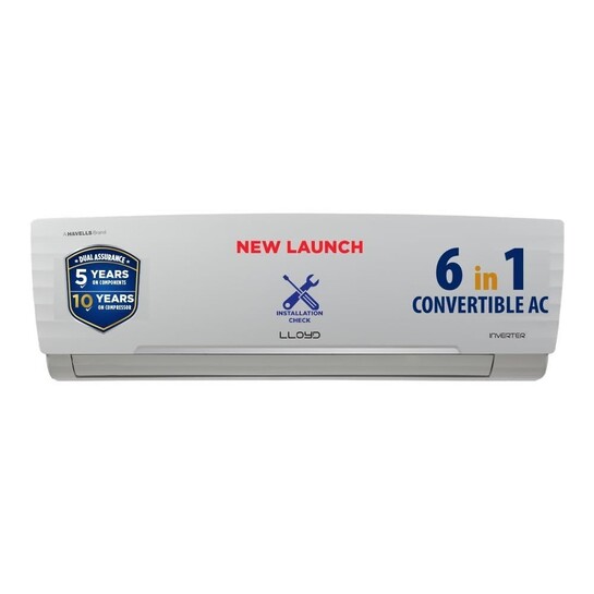 Lloyd 1.5 Ton 3 Star Inverter Split AC (6 in 1 Convertible, Cools Even at 52°C, Turbo Cool, Anti Corrosion Coating, 100% Copper