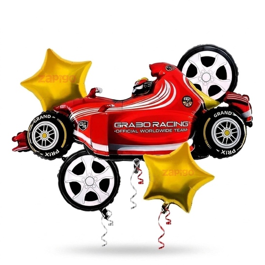 Balloonistics Sports Car Racing Birthday Balloon Bouquet Pack of 5 | Happy Birthday Theme