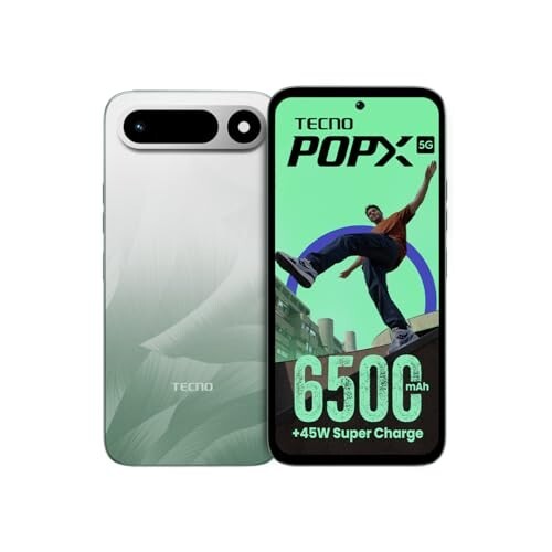 Tecno POP X 5G (Ripple Green, 4GB+128GB) | 6500mAh+45W Fast Charger | IP64 Pro | MIL-STD 810H Protection | Upto 18GB* RAM | Fastest 8X Network Speed* with URSP | 120Hz Smooth Display | 50MP Camera