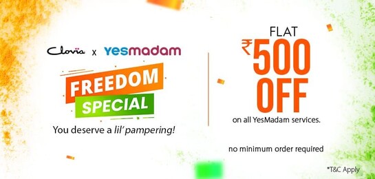Clovia x Yesmadam - Freedom Special | Flat 500 OFF on all yesmadam services