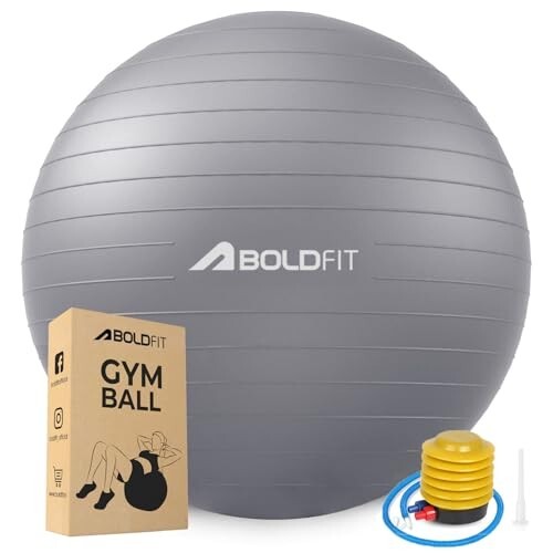 Boldfit 55cm Gym Ball with Foot Pump – Grey
