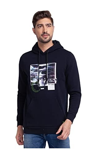 Spykar Men's Cotton Hooded Neck Sweatshirt
