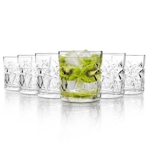 CELLO Swirl Rock Tumbler Glass Set of 6, 325ml Each | Dishwasher Safe 