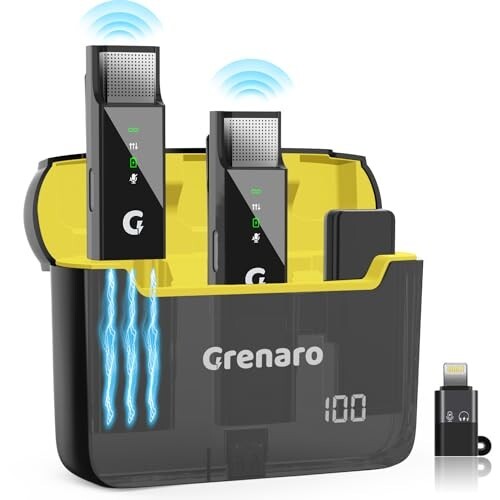 GRENARO Wireless Mic for YouTube Recording, Collar Microphone with 3-Level Noise Reduction