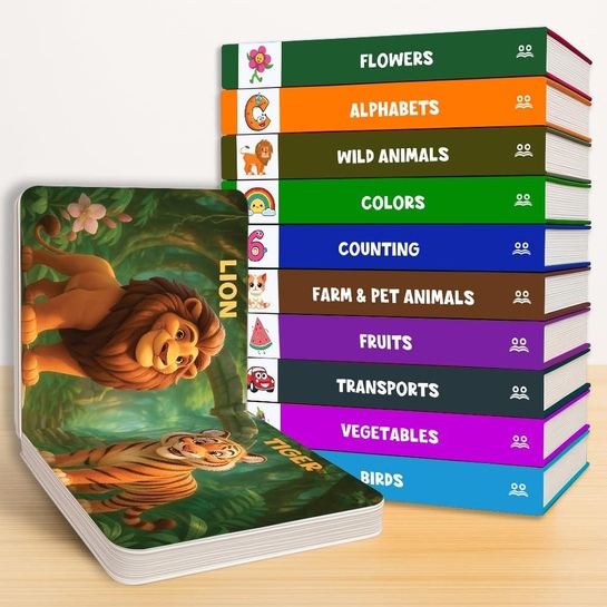 My First Library Box Set 10 Board Books | Age 1-4 | Alphabets Numbers Colours Fruits Animals