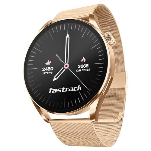 Fastrack Dezire FX1 1.38" Smart Watch with BT Calling, 100+ Sports Modes(Mest Metal Strap, Rose Gold)