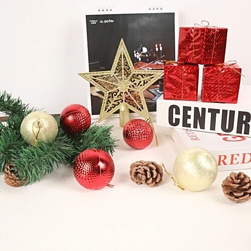 DP Christmas Electroplating Ball Ornaments - Red & Silver, 26 pcs