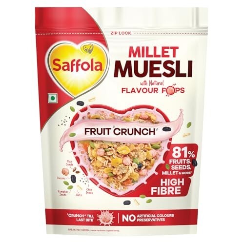 Saffola Millet Muesli with Crunchy Flavour Pops & High Fibre | 650g [Apply 41% Coupon]