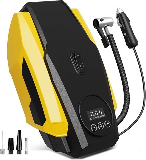 Mrsdry 150psi Air Tyre Inflator for Car and Bike Pump Auto Stop (Yellow)