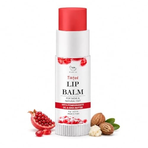 TNW-The Natural Wash Pomegranate Multipurpose Tinted Lip Balm for Dry & Chapped Lips- Red, 6g | 100% Natural Red Tint Add Glossy Sheen on Lips for long-lasting with Shea Butter & Vitamin E