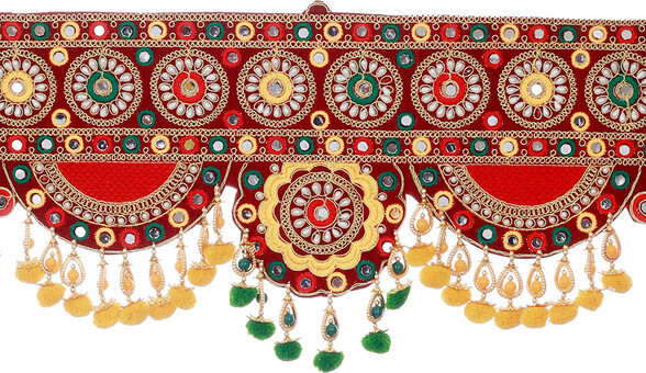 Tied ribbons branded hanging toran (bandhwar) decoration (for main door, temple)