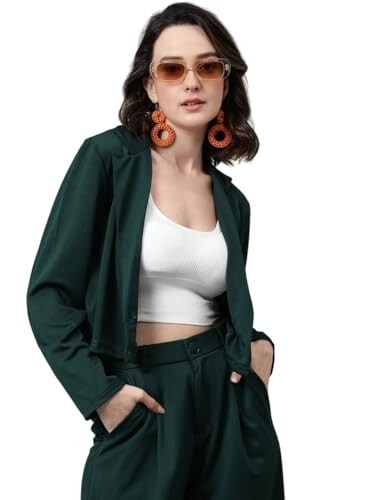 KOTTY Women's Solid Single Breasted Casual Blazer