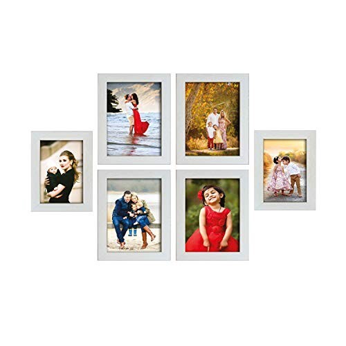 Amazon Brand - Solimo Set of 6 Cream Photo Frames(5"X7" : 4pcs & 4"x6" : 2PCS)