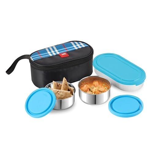 CELLO MF Trent Plus Lunch Box with Bag for Office, Blue | [12% Coupon]
