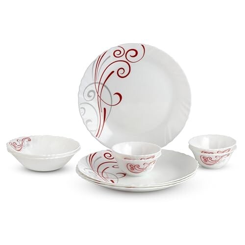 CELLO Red Swirl Imperial Series Opalware Dinner Set of 10 [32% Coupon]