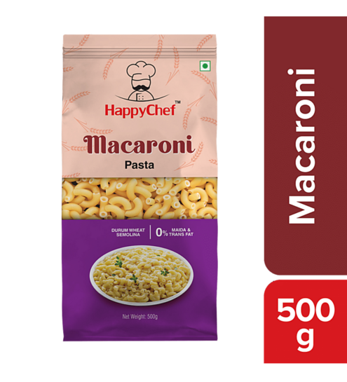 Happychef Macaroni & Penne Rigate pasta - Durum Wheat 500gm