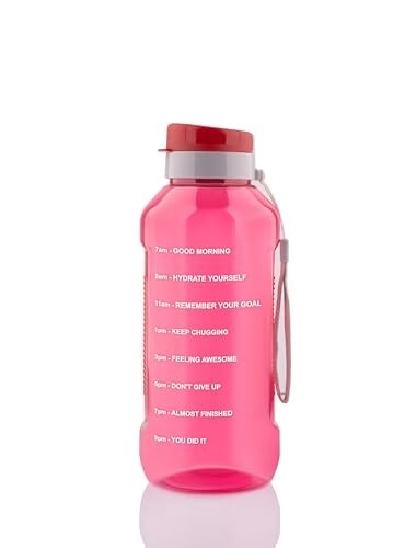 Clazkit Plastic Flexisip 1.5L Motivational Water Bottle | BPA-Free, Leak-Proof, Flip-Top Cap | Nylon Strap & Time Marker | Large Gym & Daily Hydration Bottle For Men & Women | Pink