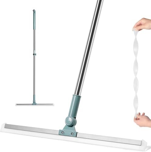 50-Inch Rotating Floor Squeegee – Heavy-Duty Bathroom Wiper with 180° Swivel Head, Adjustable Long Handle | Multifunctional Magic Broom for Floor, Tiles & Wet Surfaces (Velly Green)